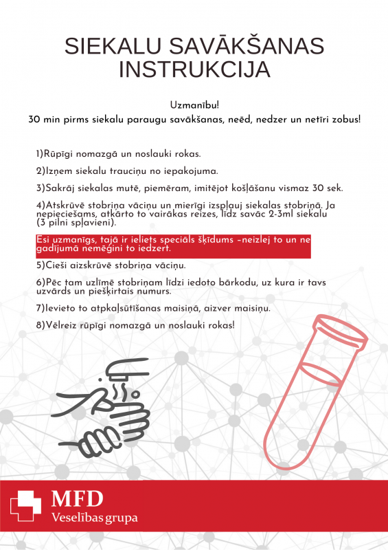 Siekalu savākšanas instrukcija PDF, siekalu savākšanas tests